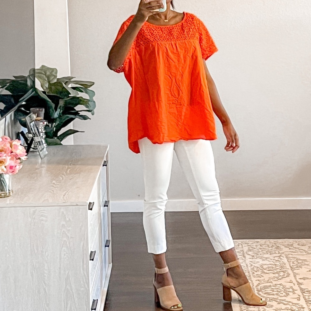 Dressbarn Orange Perforated Blouse size 3X